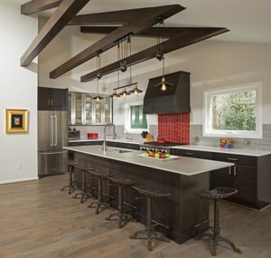 Schroeder Design/Build kitchen remodel with red backsplash tiles