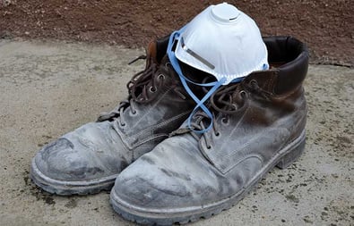 construction boots and mask